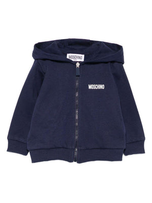Felpa per neonato Moschino Kids blu con chiusura con zip