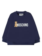 Felpa per neonato Moschino Kids blu con stampa logo - Rubino Kids