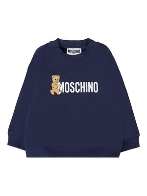 Felpa per neonato Moschino Kids blu con stampa logo
