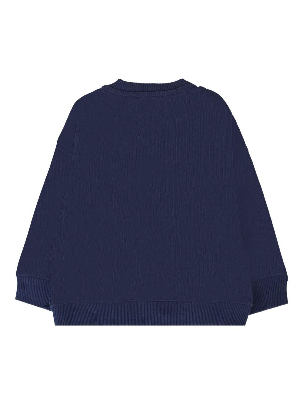 Felpa per neonato Moschino Kids blu con stampa logo - Rubino Kids