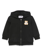 Felpa per neonato Moschino Kids nero con applicazione Teddy Bear con cappuccio - Rubino Kids