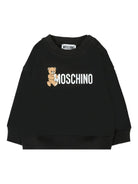 Felpa per neonato Moschino Kids nero con stampa logo - Rubino Kids