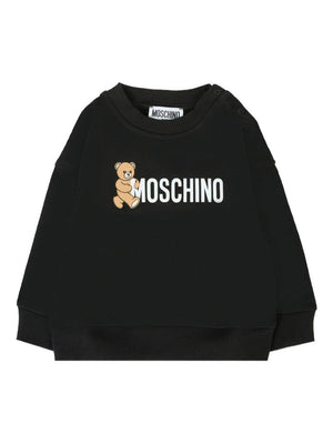 Felpa per neonato Moschino Kids nero con stampa logo