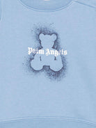 Felpa per neonato Palm Angels Kids azzurro con effetto vernice spray - Rubino Kids