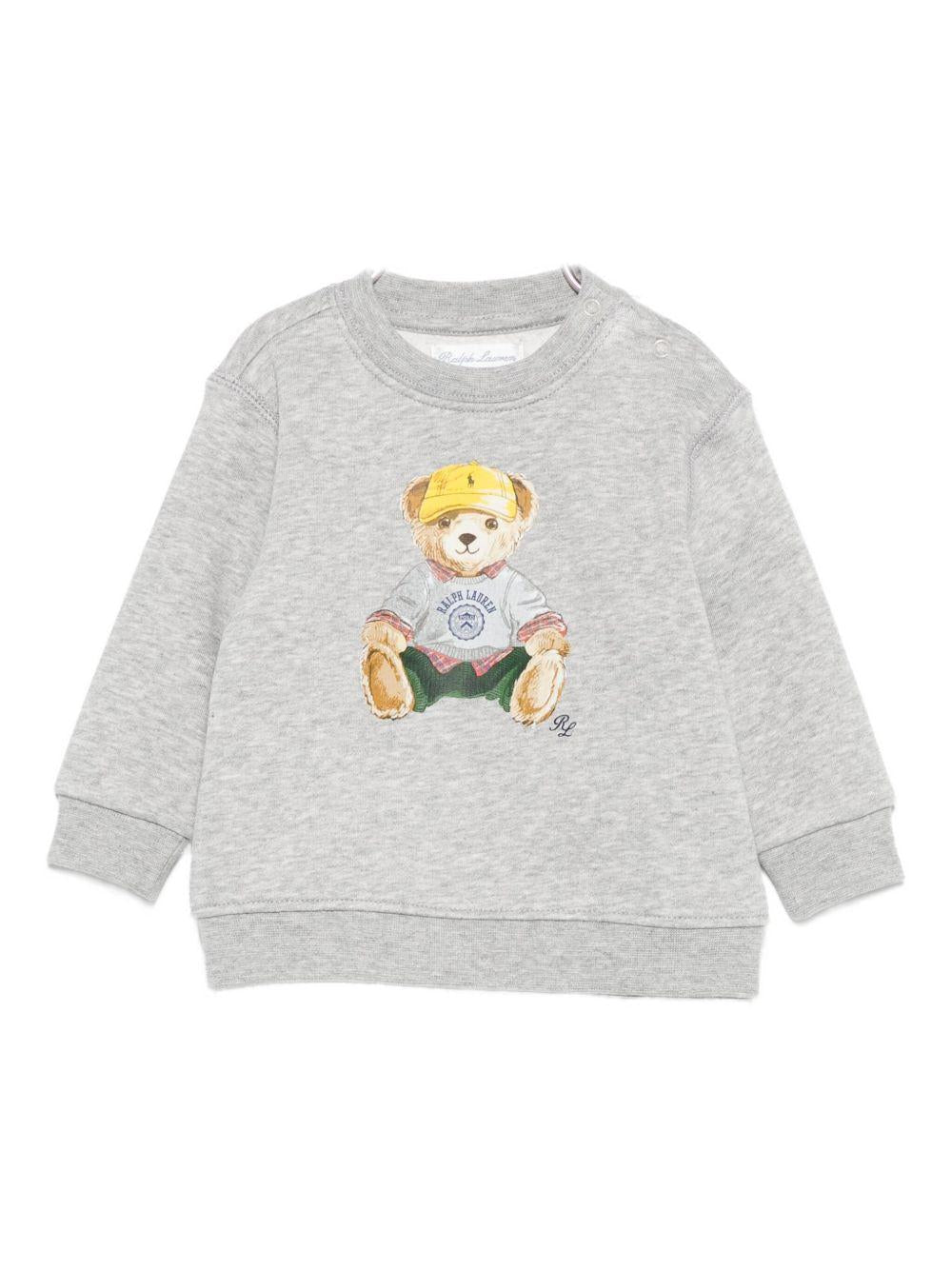 Felpa per neonato Polo Ralph Lauren Kids grigia con stampa orso - Rubino Kids