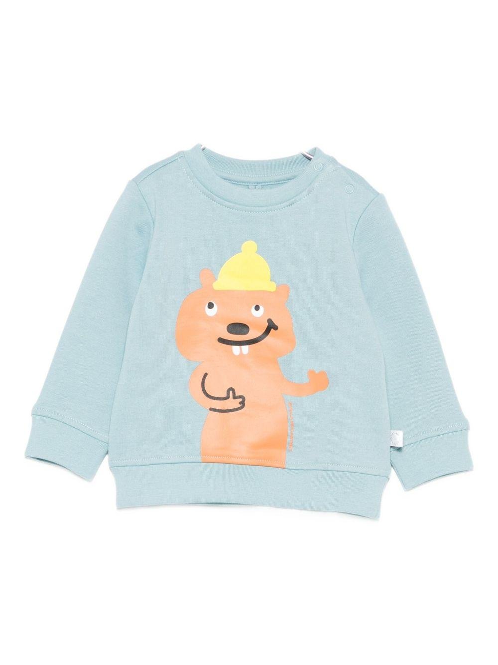 Felpa per neonato Stella McCartney Kids azzurro con stampa animalier - Rubino Kids