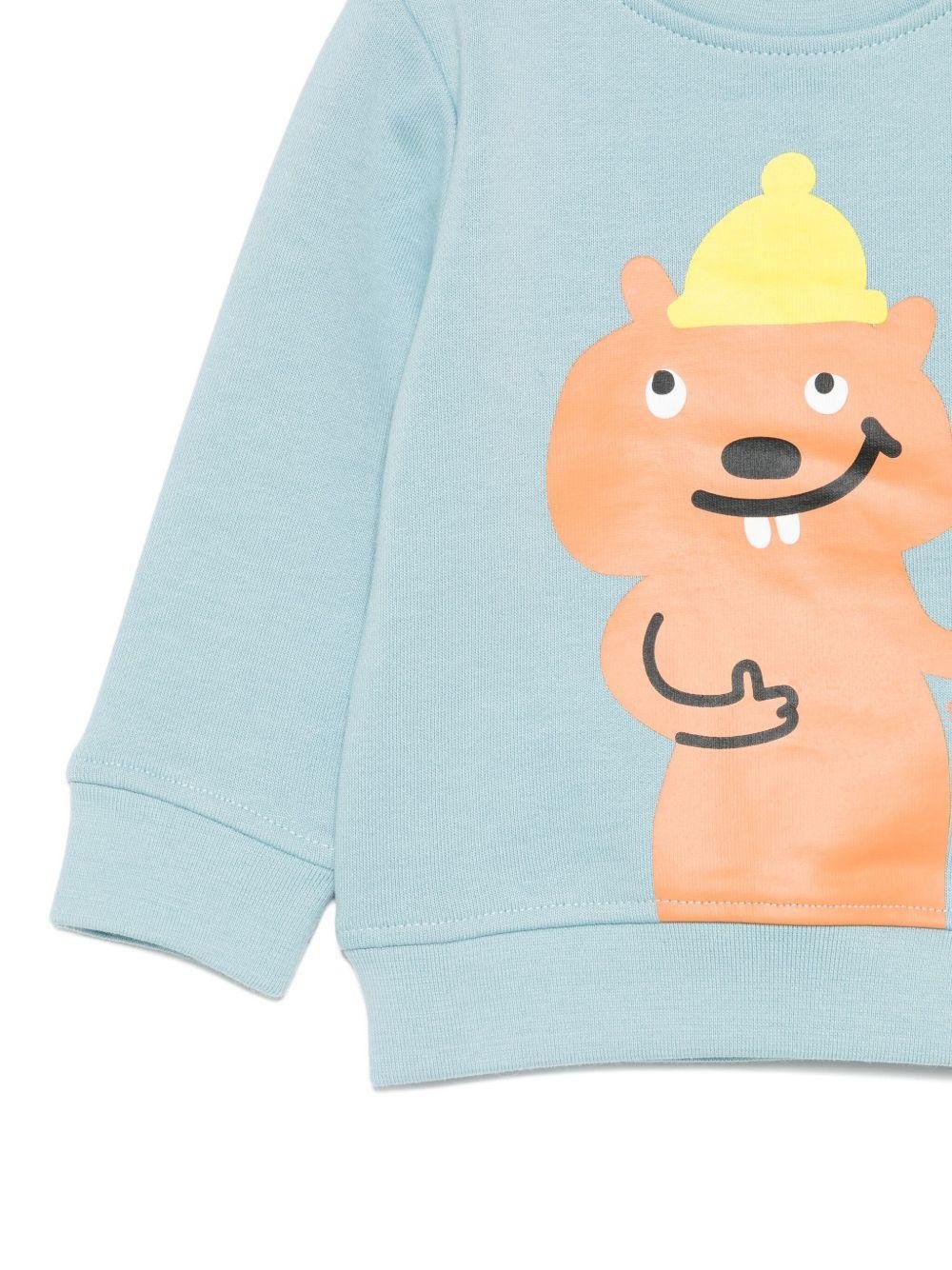 Felpa per neonato Stella McCartney Kids azzurro con stampa animalier - Rubino Kids