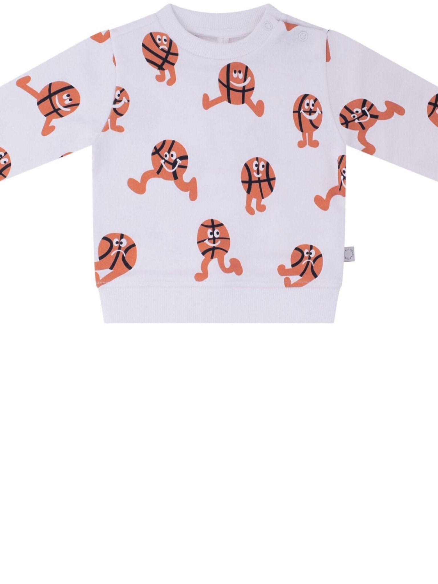 Felpa per neonato Stella McCartney Kids bianca con stampa basketball all - over - Rubino Kids