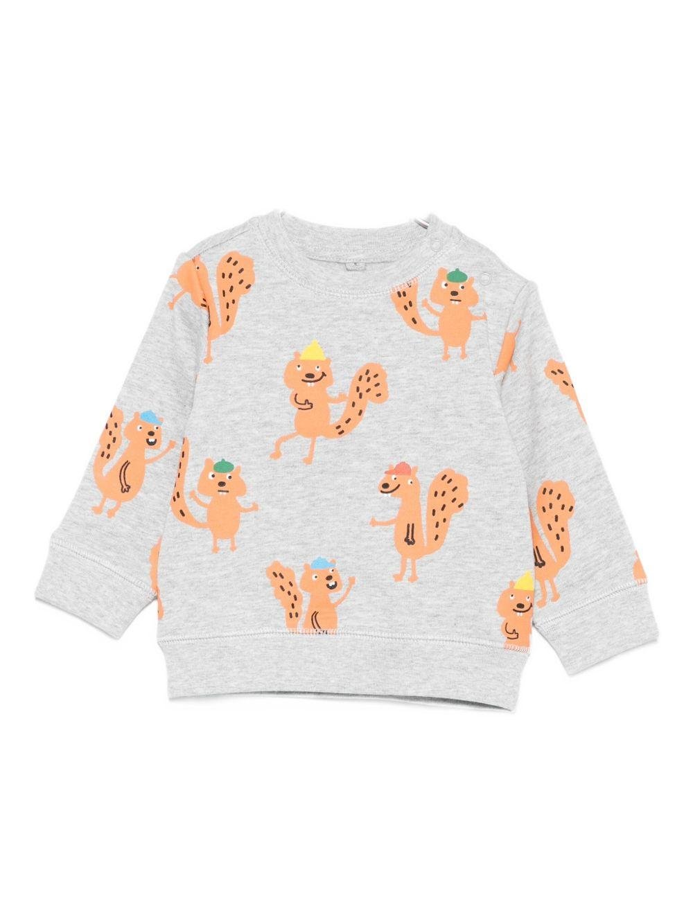 Felpa per neonato Stella McCartney Kids grigio con stampa scoiattoli - Rubino Kids
