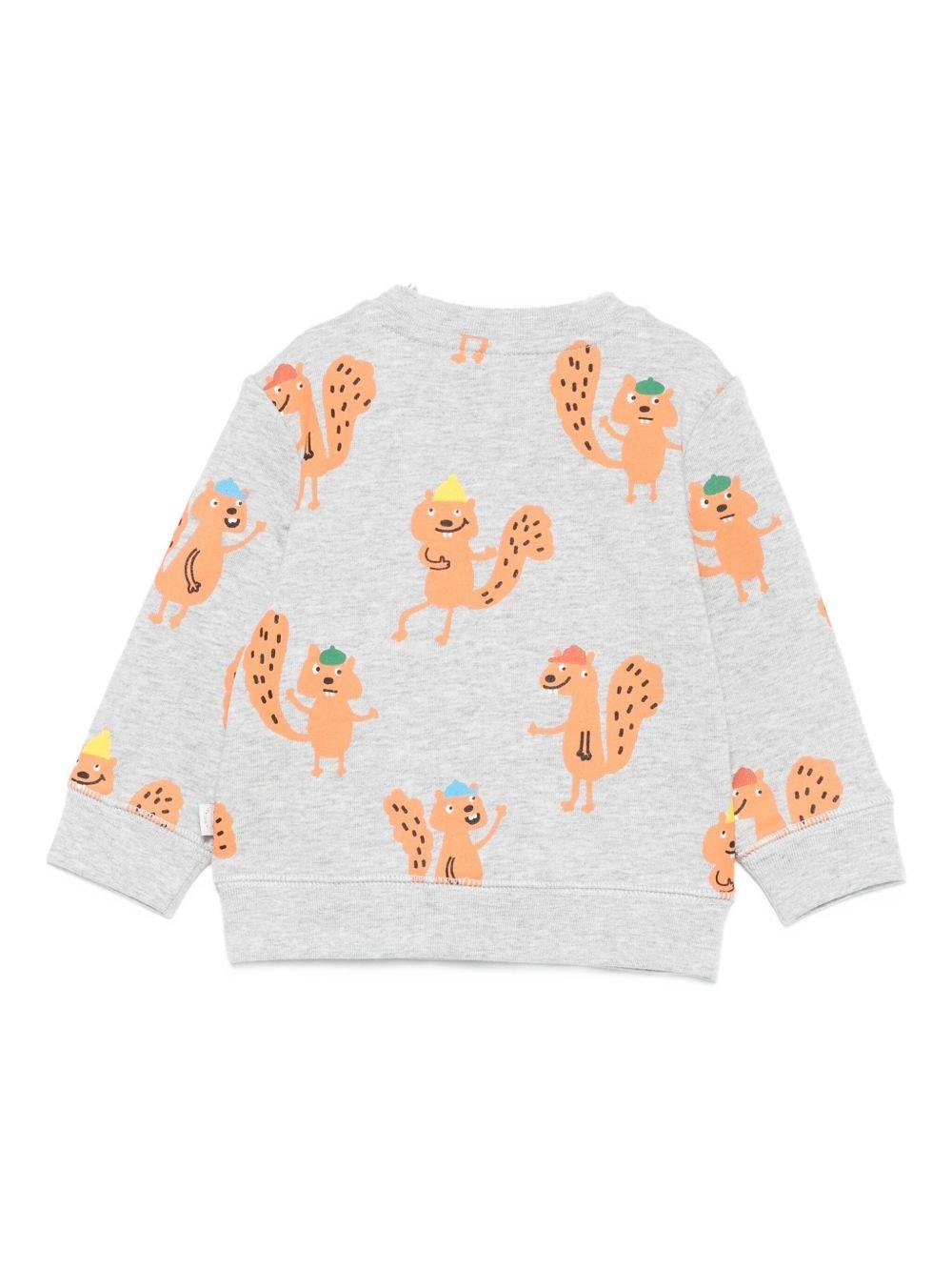 Felpa per neonato Stella McCartney Kids grigio con stampa scoiattoli - Rubino Kids