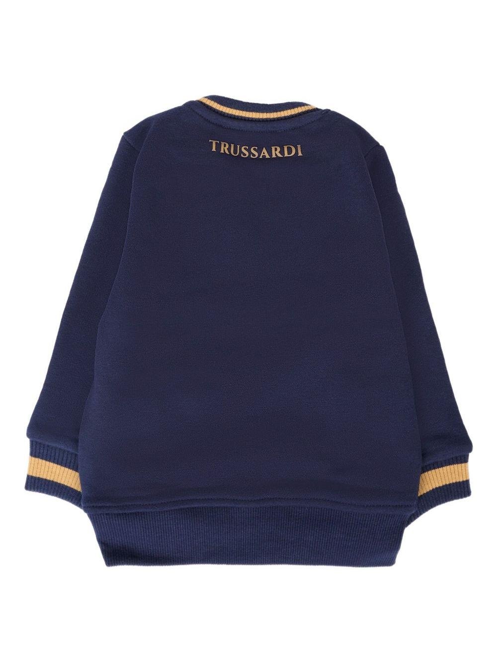 Felpa per neonato Trussardi Junior blu con bordi a coste - Rubino Kids