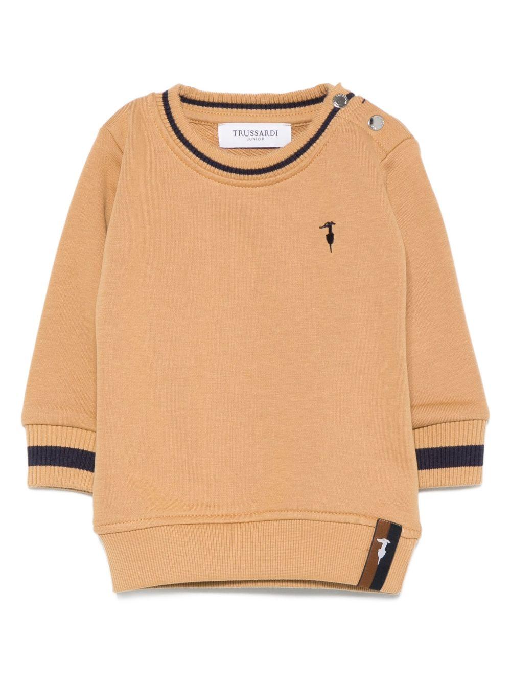 Felpa per neonato Trussardi Junior marrone con bordi a coste - Rubino Kids