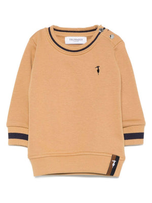 Felpa per neonato Trussardi Junior marrone con bordi a coste