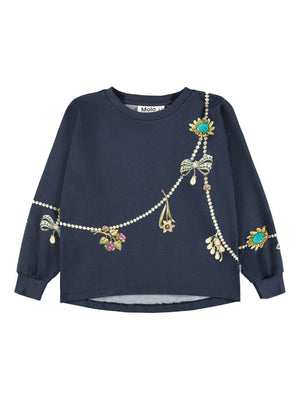 Reniza sweatshirt for girls in blue Molo with print on the front