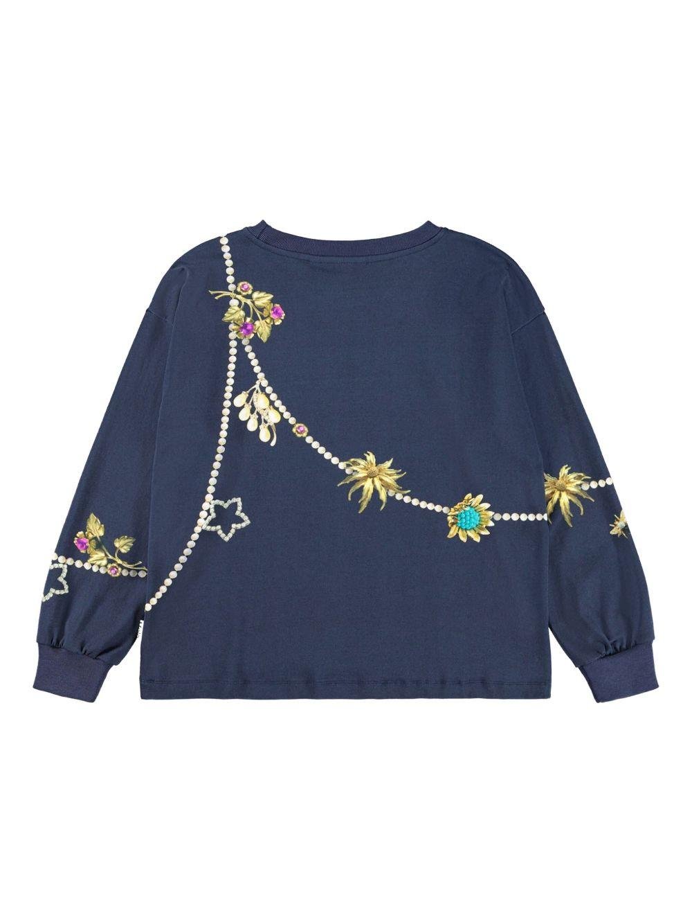 Felpa Reniza per bambina Molo blu con stampa sul davanti - Rubino Kids