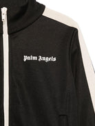 Felpa sportiva per bambino Palm Angels Kids nera con stampa con logo sul petto - Rubino Kids