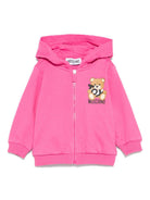 Felpa Teddy Bear con cappuccio per neonata Moschino Kids fucsia con due tasche laterali - Rubino Kids