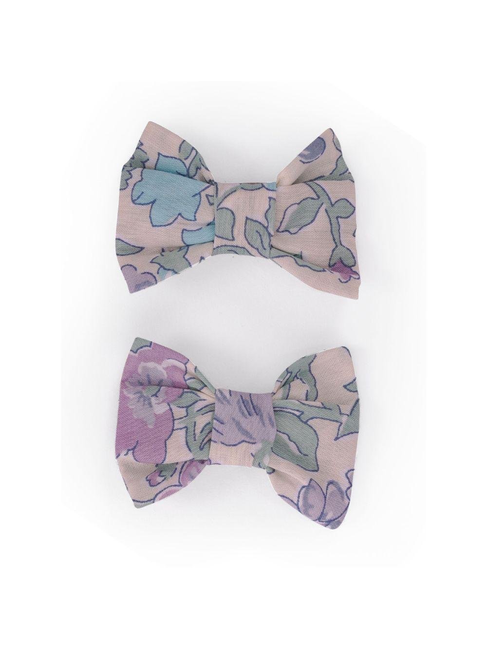 Ferma capelli per bambina Bonpoint azzurri a fiori con fiocco - Rubino Kids