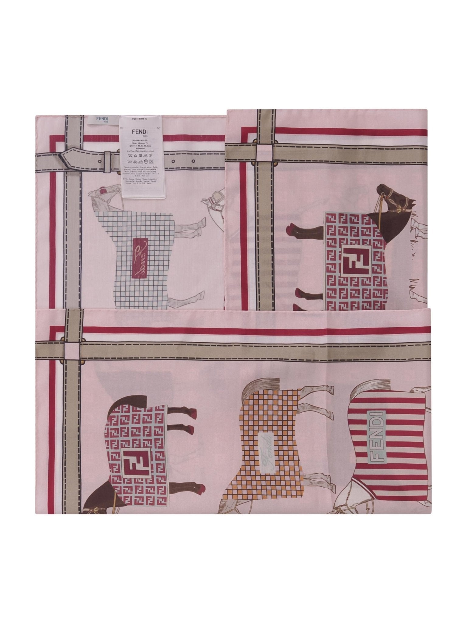 Foulard per bambina Fendi Kids multicolor con stampa Cavalli - Rubino Kids