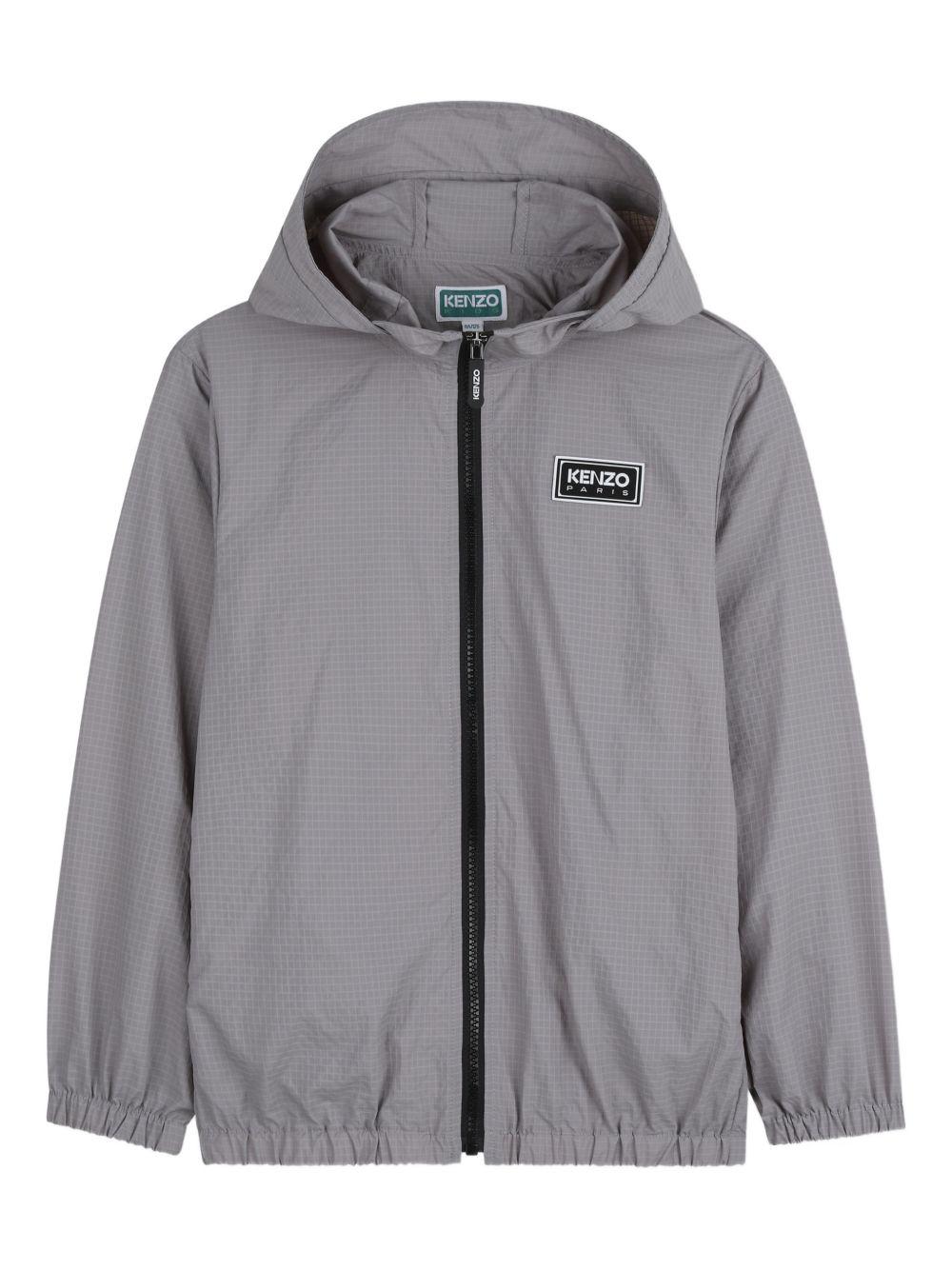Giacca a vento per bambino Kenzo Kids grigia con logo sul davanti - Rubino Kids