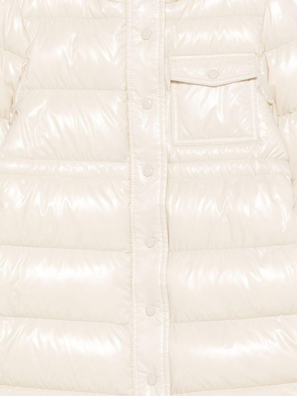 Giacca Dacca per bambina Moncler Enfant bianca con cappuccio - Rubino Kids