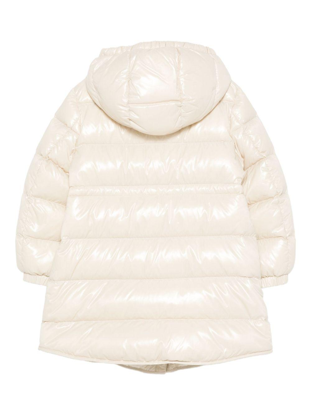 Giacca Dacca per bambina Moncler Enfant bianca con cappuccio - Rubino Kids