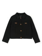 Giacca denim Medusa per bambina Versace Kids nero con orlo dritto - Rubino Kids