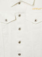 Giacca denim per bambina Off - White Kids Bookish Diag bianco con stampa sulle maniche - Rubino Kids