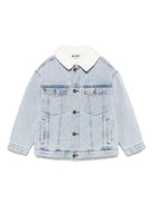 Giacca di jeans per bambino Moschino Kids in denim con colletto in pelliccia - Rubino Kids