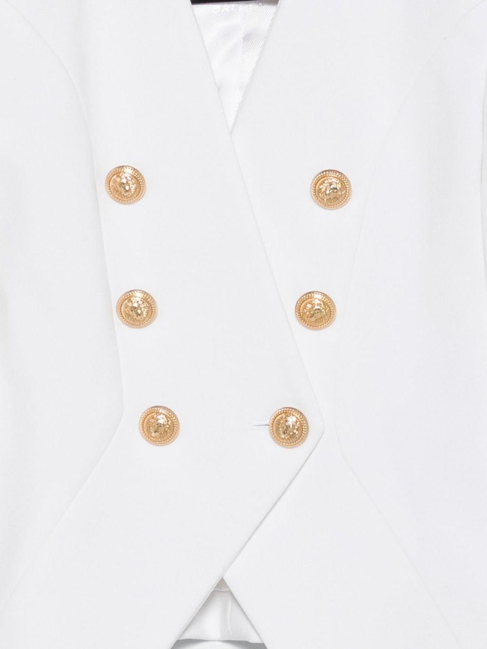 Giacca doppiopetto per bambina Balmain Kids bianca con bottoni dorati - Rubino Kids