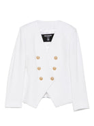 Giacca doppiopetto per bambina Balmain Kids bianca con bottoni dorati - Rubino Kids