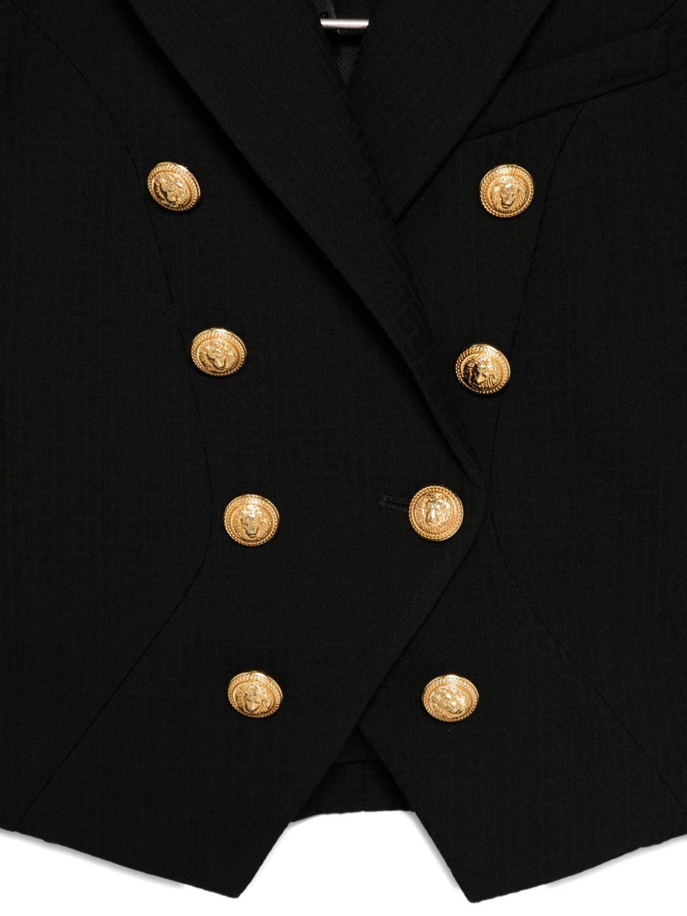 Giacca doppiopetto per bambina Balmain Kids nera con bottoni dorati - Rubino Kids