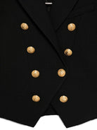 Giacca doppiopetto per bambina Balmain Kids nera con bottoni dorati - Rubino Kids