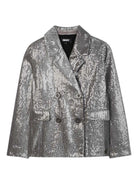 Giacca doppiopetto per bambina Dkny Kids argento con decorazione con paillettes all - over - Rubino Kids