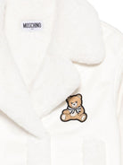 Giacca in pile per bambina Moschino Kids bianco con toppa orsacchiotto - Rubino Kids