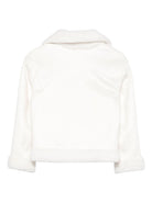 Giacca in pile per bambina Moschino Kids bianco con toppa orsacchiotto - Rubino Kids