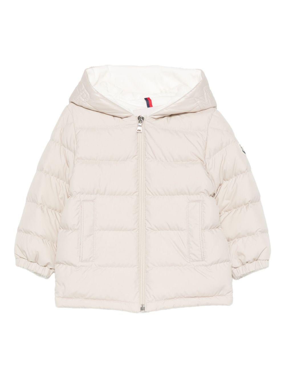 Giacca Najan per neonati Moncler Enfant beige con cappuccio - Rubino Kids