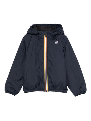 Giacca P. Claude Warm per bambini K-Way Kids Le Vrai blu con dettagli a righe