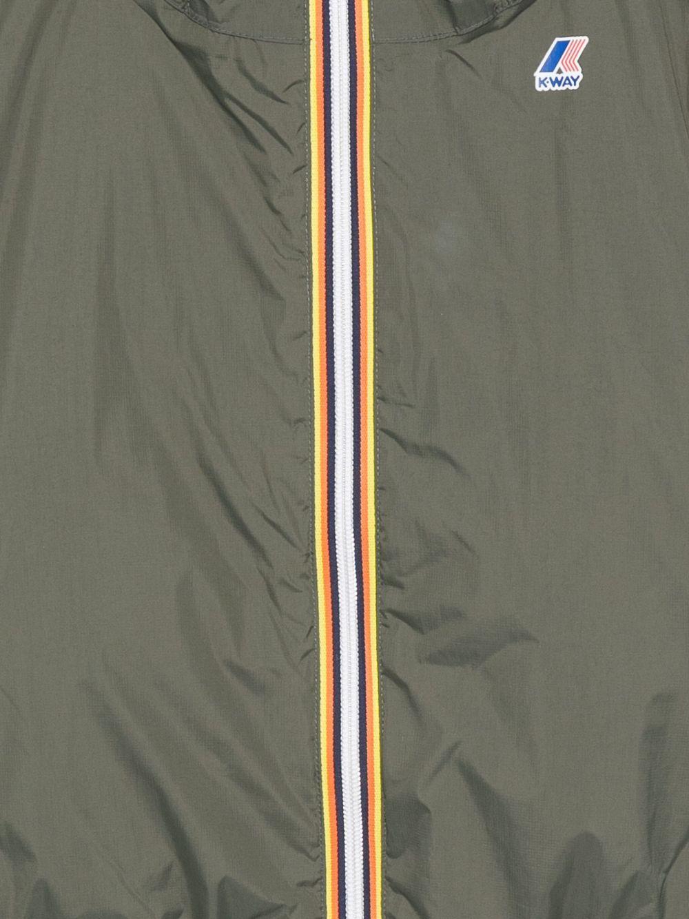 Giacca P. Claude Warm per bambini K - Way Kids Le Vrai verde con dettagli a righe - Rubino Kids