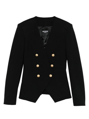 Balmain Kids black double-breasted jacket for girls with button closure