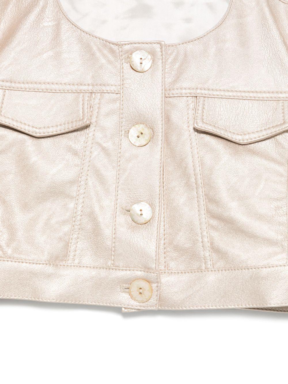 Giacca per bambina Colorichiari beige modello crop senza colletto - Rubino Kids