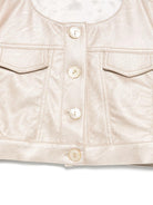 Giacca per bambina Colorichiari beige modello crop senza colletto - Rubino Kids