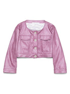 Giacca per bambina Colorichiari rosa modello crop senza colletto - Rubino Kids