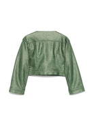 Giacca per bambina Colorichiari verde modello crop senza colletto - Rubino Kids
