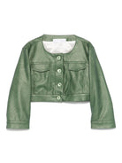Giacca per bambina Colorichiari verde modello crop senza colletto - Rubino Kids
