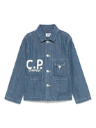 Giacca per bambina C.P. Company Kids in denim con stampa - Rubino Kids
