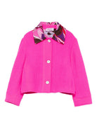 Giacca per bambina Emilio Pucci Junior fucsia con colletto a contrasto - Rubino Kids