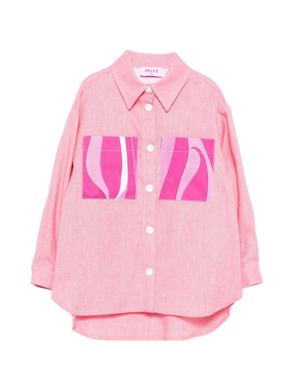 Giacca per bambina Emilio Pucci Junior rosa con taschino - Rubino Kids