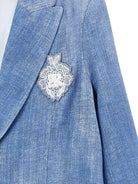 Giacca per bambina Ermanno Scervino Junior azzurra con revers classici - Rubino Kids