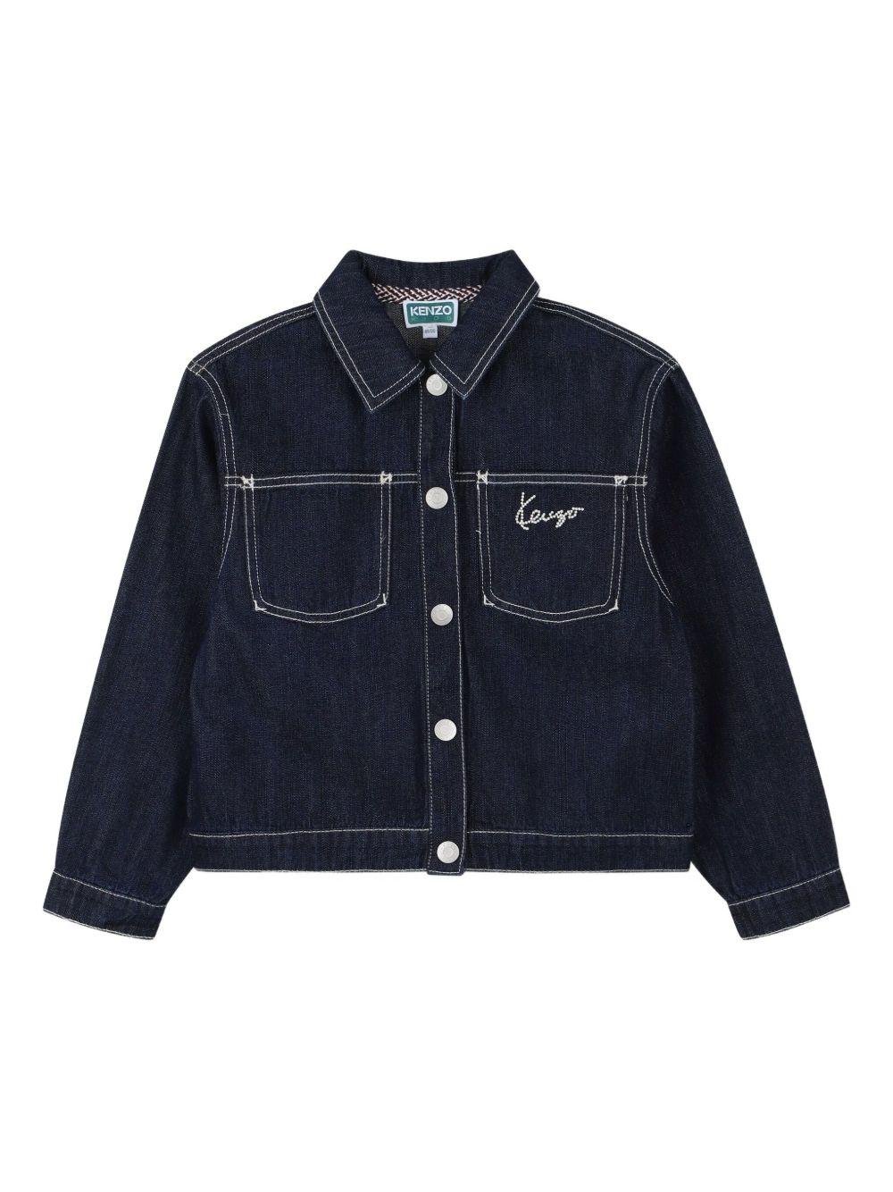 Giacca per bambina Kenzo Kids in denim con logo ricamato - Rubino Kids